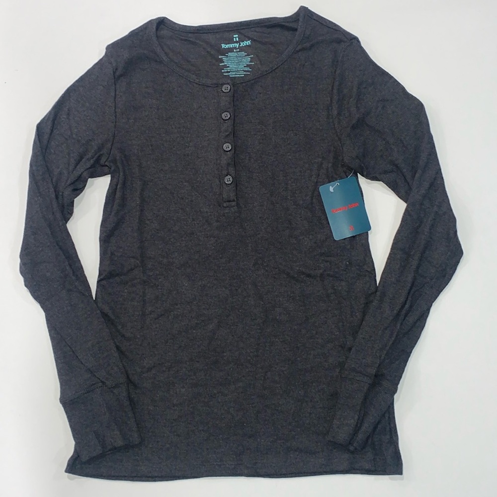 Tommy John Women’s Charcoal Heather Lounge Henley Pajama Top Size‎ Small NWT